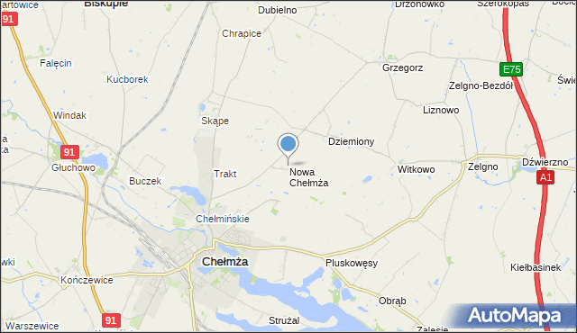 mapa Nowa Chełmża, Nowa Chełmża na mapie Targeo